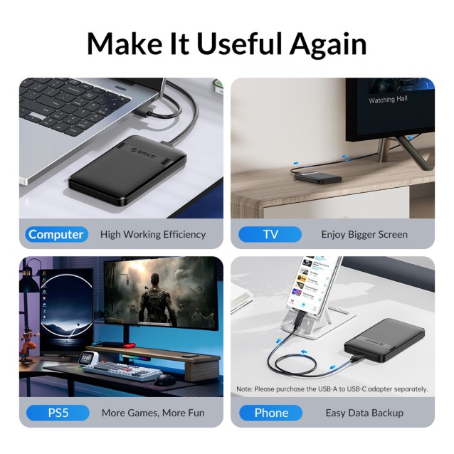 ORICO θήκη για 2.5" SATA HDD/SSD 2577C3-V1, 6Gbps, μαύρη