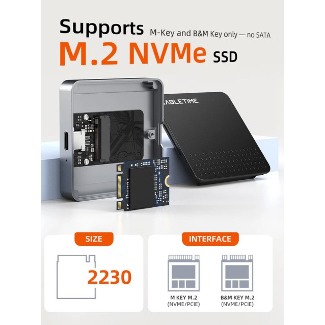 CABLETIME θήκη για M.2 NVME SSD CT-SSD04-AG, μαγνητική, 10Gbps, γκρι