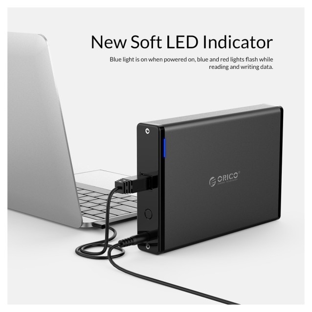 ORICO εξωτερική θήκη για 3.5" HDD 7688U3, USB3.0, 5Gbps, έως 12TB, μαύρη