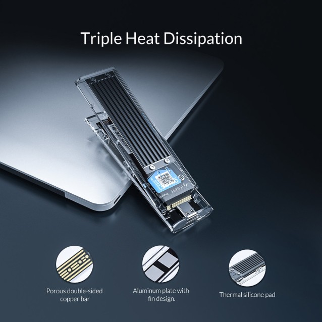 ORICO θήκη για Μ.2 B key SSD TCM2F-C3, USB3.1, 5Gbps, έως 2TB, μαύρο