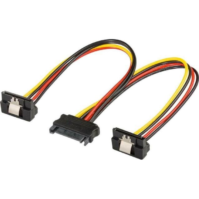 POWERTECH καλώδιο SATA 15pin male σε 2x 15pin female 90° CAB-W040