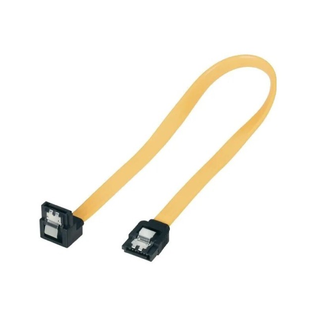 POWERTECH καλώδιο SATA CAB-W046, γωνιακό 90°, 6 Gb/s, 0.70m, κίτρινο