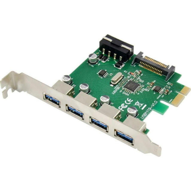 POWERTECH κάρτα επέκτασης PCIe σε 4x USB 3.0 ST66, VL805 + RTL8153