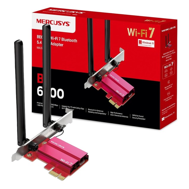 MERCUSYS κάρτα δικτύου WiFi 7 & Bluetooth MA37BE, 6500Mbps BE6500, PCIe, V1.0