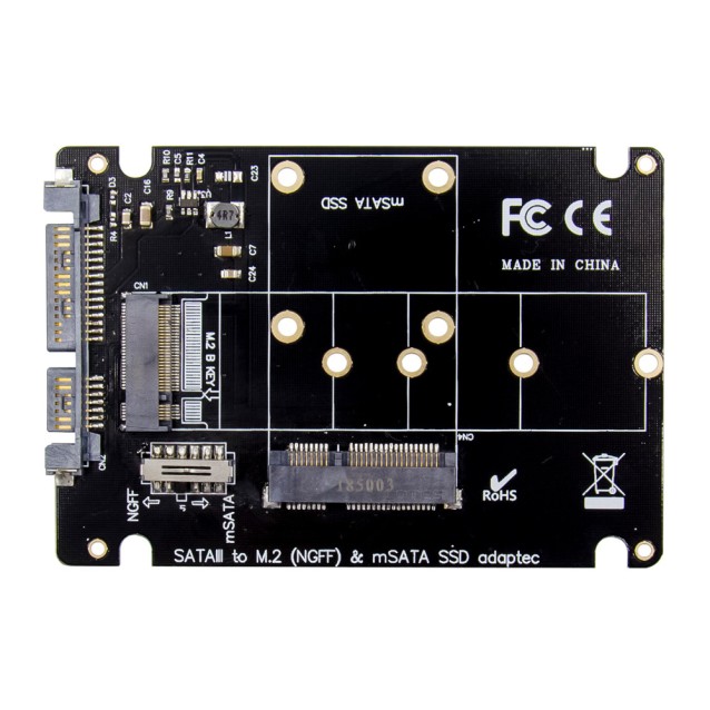 POWERTECH κάρτα μετατροπής 2.5" SATA σε M.2 B & mSATA SSD ST525, 6Gbps