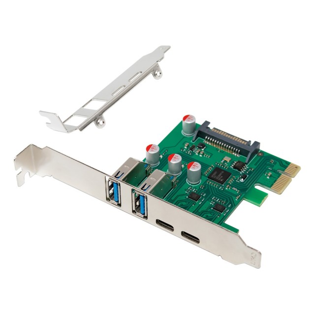POWERTECH κάρτα επέκτασης PCIe σε 2x USB & 2x USB-C ST632, 5Gbps, NEC D720201