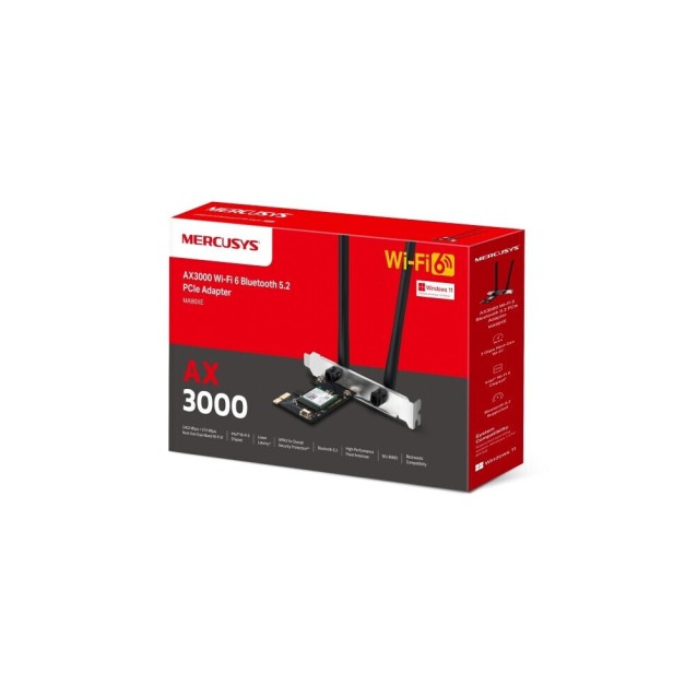 MERCUSYS κάρτα δικτύου WiFi 6 & Bluetooth MA80XE, 3000Mbps AX3000, PCIe, V2.0
