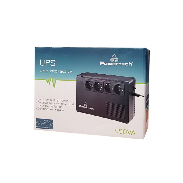 POWERTECH UPS Line Interactive PT-950C, 950VA/570W, 4x schuko