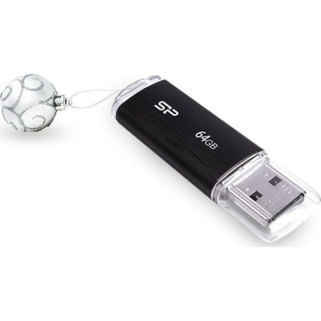 SILICON POWER USB Flash Drive Ultima U02, 64GB, USB 2.0, μαύρο