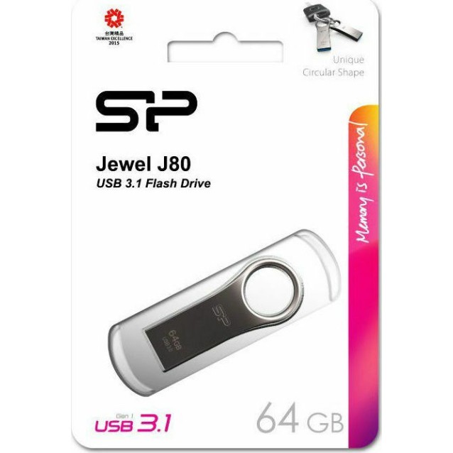 SILICON POWER USB Flash Drive Jewel 80, 64GB, USB 3.2, ασημί