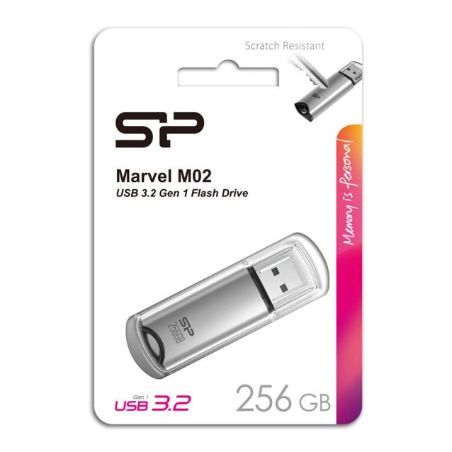 SILICON POWER USB Flash Drive Marvel M02, 256GB, USB 3.2, γκρι