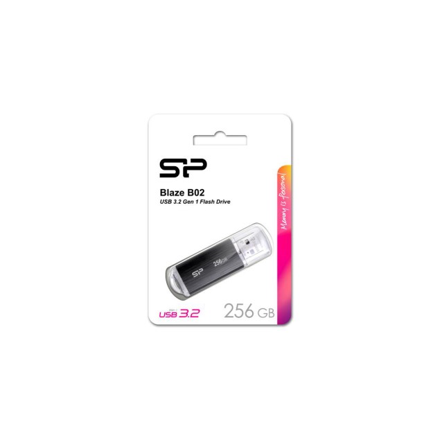 SILICON POWER USB Flash Drive Blaze B02, 256GB, USB 3.2, μαύρο