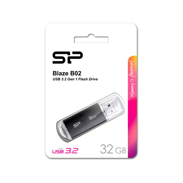 SILICON POWER USB Flash Drive Blaze B02, 32GB, USB 3.2 Gen 1, Black