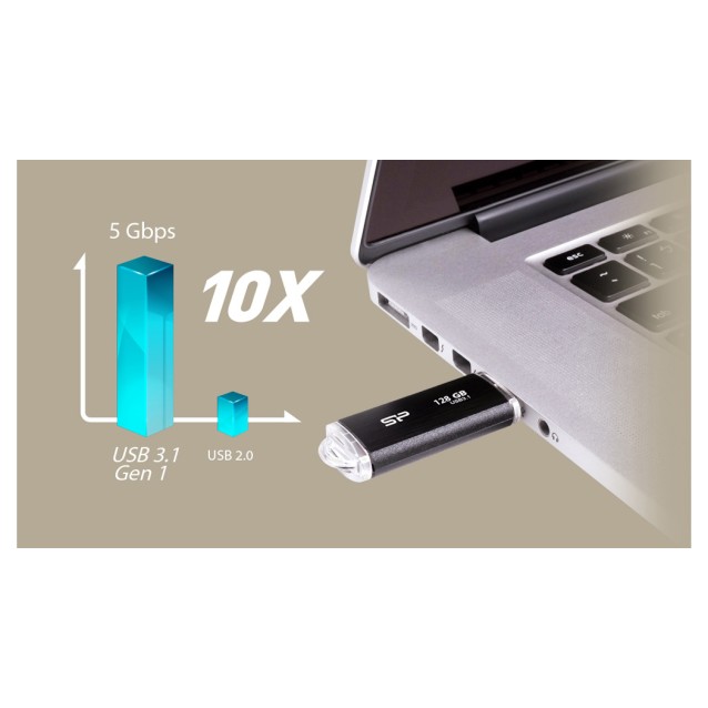 SILICON POWER USB Flash B02, 64GB, USB 3.2 Gen1, μαύρο