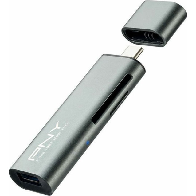 PNY R-TC-UA-3N1E01-RB - USB-C card reader για κάρτες MicroSD & SD, με υποδοχή USB A