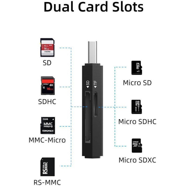CABLETIME card reader CT-ASD3-PB για SD & micro SD, USB, 5Gbps, μαύρο
