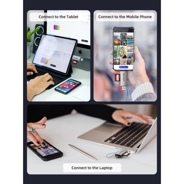 CABLETIME card reader CT-ACSD3-AG, SD/micro SD, USB/USB-C, 5Gbps, γκρι