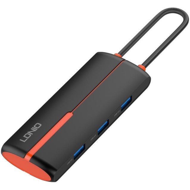 LDNIO docking station DS-25H, 5 θυρών, USB-C σύνδεση, 4K, 100W PD, μαύρο