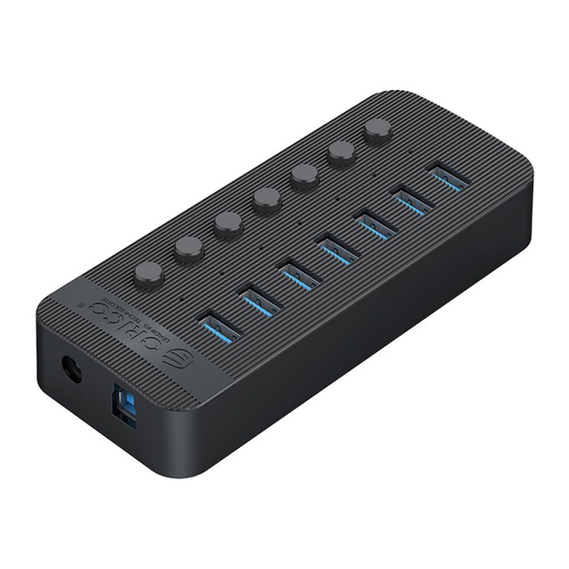 ORICO USB hub CT2U3-7AB με διακόπτες, 7x θυρών, USB 3.0, 5Gbps, USB σύνδεση, μαύρο