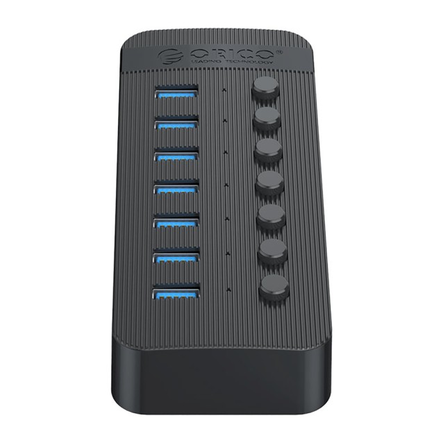ORICO USB hub CT2U3-7AB με διακόπτες, 7x θυρών, USB 3.0, 5Gbps, USB σύνδεση, μαύρο