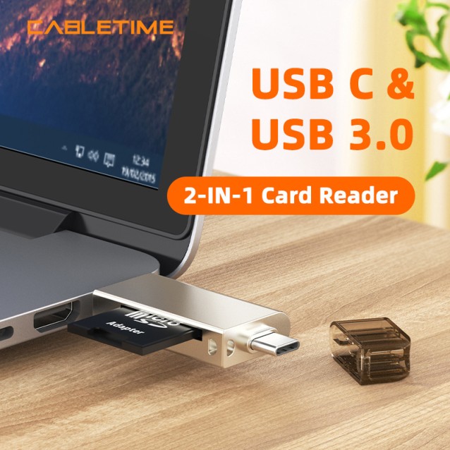 CABLETIME card reader CT-ACMCD2-ZG για SD & micro SD, USB 3.0, 5Gbps, γκρι