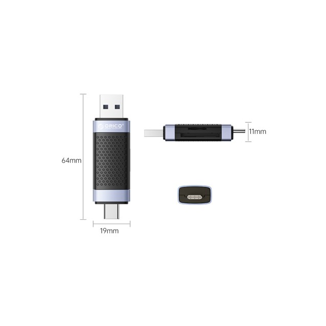 ORICO card reader CD2D-AC3 για SD & Micro SD, USB-C & USB 3.0, μαύρο