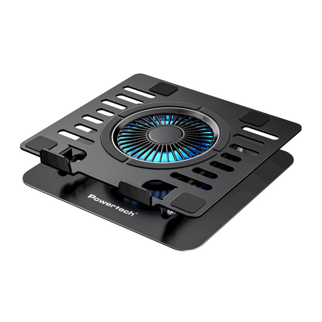 POWERTECH βάση & ψύξη laptop PT-1630 έως 17", 110mm LED fan, μεταλλική, μαύρη
