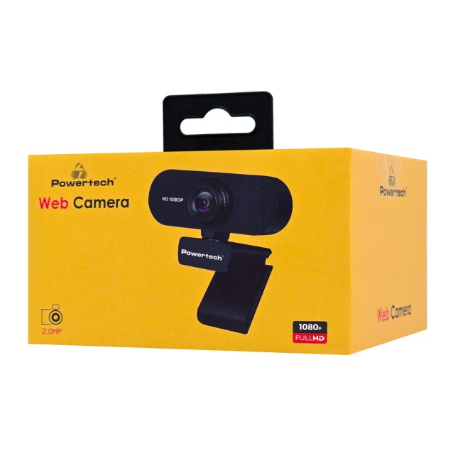 POWERTECH web camera PT-1382, 2MP, 1080p FHD, ρυθμιζόμενη εστίαση, 1.5m, μαύρη