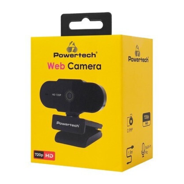 POWERTECH web camera PT-1426, 0.9MP, 720p HD, fixed εστίαση, 1.5m, μαύρη