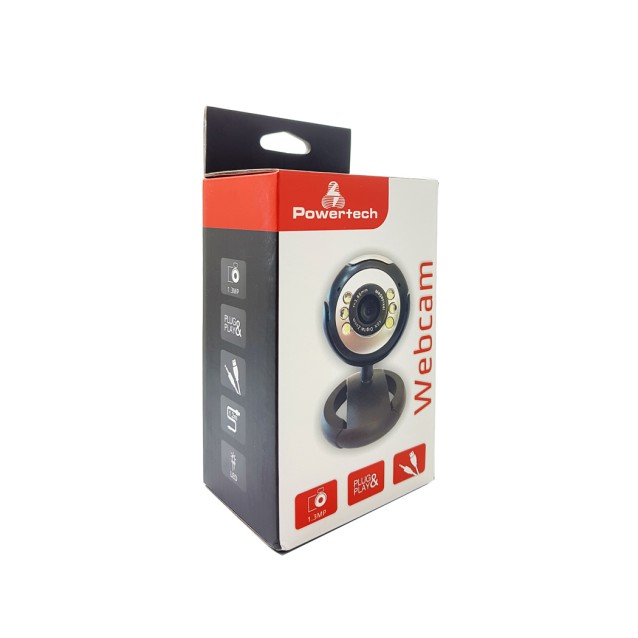 POWERTECH Web Camera PT-509 1.3MP, Plug & Play, μαύρη