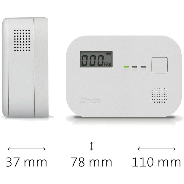 ALECTO COA3910 Ανιχνευτής μονοξειδίου του άνθρακα με ψηφιακή οθόνη, ηχητικό συναγερμό 85dB και διάρκεια αισθητήρα έως και 10 χρόνια.