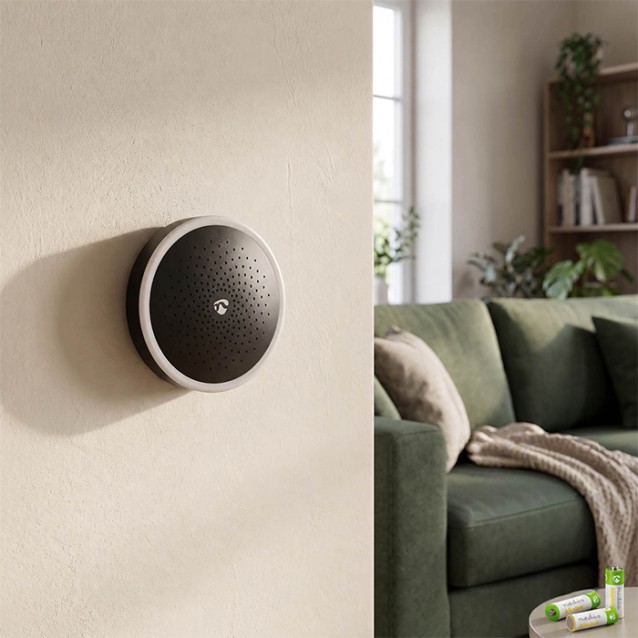 NEDIS DOORB10BK Ασύρματο κουδούνι με LED ένδειξη και δυνατότητα αυξομείωσης της έντασης του κουδουνιού, 80dB σε μαύρο χρώμα.