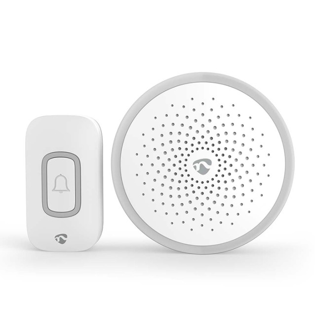NEDIS DOORB10CWT Ασύρματο plug-in εσωτερικό κουδούνι με LED ένδειξη και δυνατότητα αυξομείωσης της έντασης του κουδουνιού, 80dB σε λευκό χρώμα.