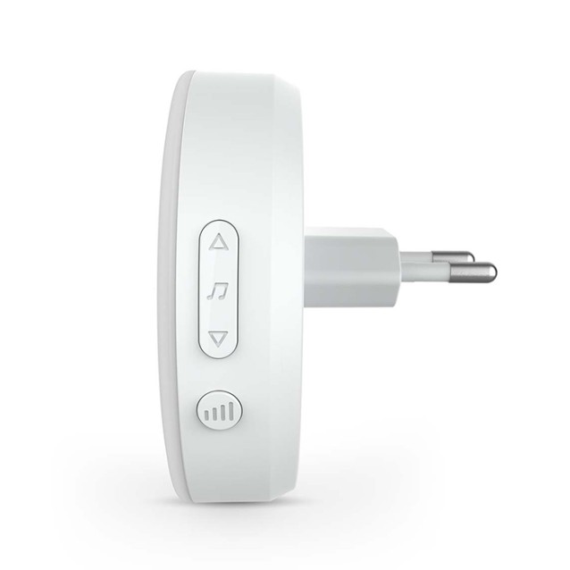 NEDIS DOORB10CWT Ασύρματο plug-in εσωτερικό κουδούνι με LED ένδειξη και δυνατότητα αυξομείωσης της έντασης του κουδουνιού, 80dB σε λευκό χρώμα.