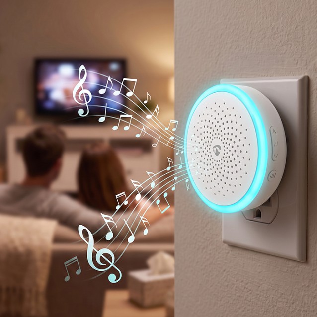 NEDIS DOORB10CWT Ασύρματο plug-in εσωτερικό κουδούνι με LED ένδειξη και δυνατότητα αυξομείωσης της έντασης του κουδουνιού, 80dB σε λευκό χρώμα.