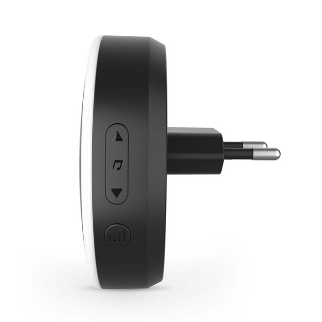 NEDIS DOORB10CBK Ασύρματο plug-in εσωτερικό κουδούνι με LED ένδειξη και δυνατότητα αυξομείωσης της έντασης του κουδουνιού, 80dB σε μαύρο χρώμα.