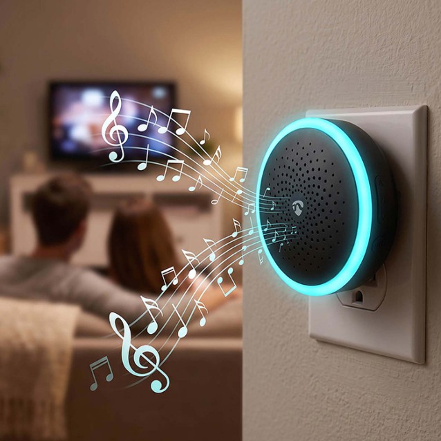 NEDIS DOORB10CBK Ασύρματο plug-in εσωτερικό κουδούνι με LED ένδειξη και δυνατότητα αυξομείωσης της έντασης του κουδουνιού, 80dB σε μαύρο χρώμα.