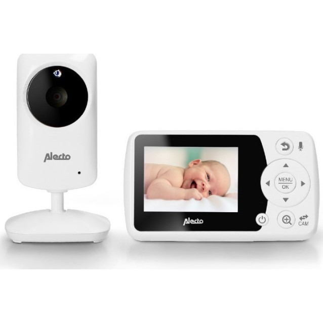 ALECTO DVM-64 Full Eco Ασύρματη ενδοεπικοινωνία (baby monitor), τεχνολογίας FHSS 2.4GHz με δυνατότητα αμφίδρομης επικοινωνίας, κάμερα και έγχρωμη οθόνη 2.4" σε λευκό χρώμα.