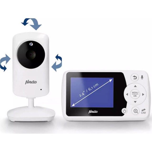 ALECTO DVM-64 Full Eco Ασύρματη ενδοεπικοινωνία (baby monitor), τεχνολογίας FHSS 2.4GHz με δυνατότητα αμφίδρομης επικοινωνίας, κάμερα και έγχρωμη οθόνη 2.4" σε λευκό χρώμα.
