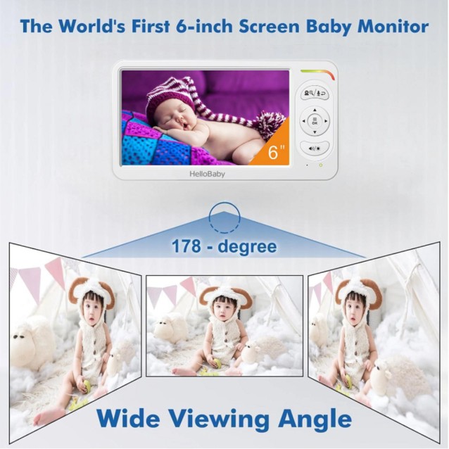 HELLOBABY ενδοεπικοινωνία μωρού HB6364 με κάμερα & οθόνη 6", 720p, PTZ
