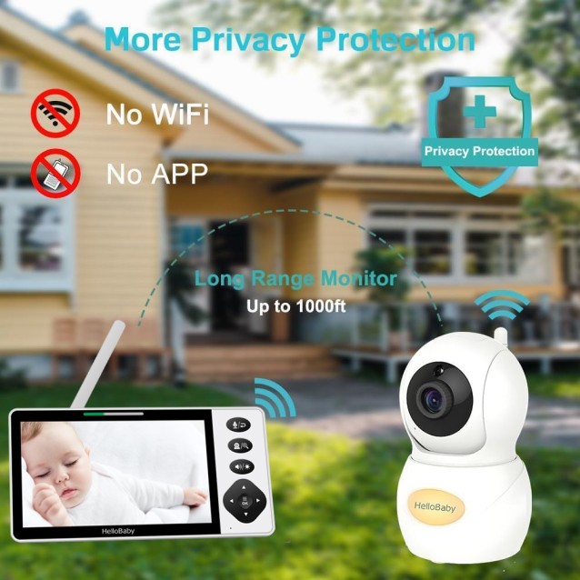 HELLOBABY ενδοεπικοινωνία μωρού HB6084L με κάμερα & οθόνη 5.5", 720p, PTZ