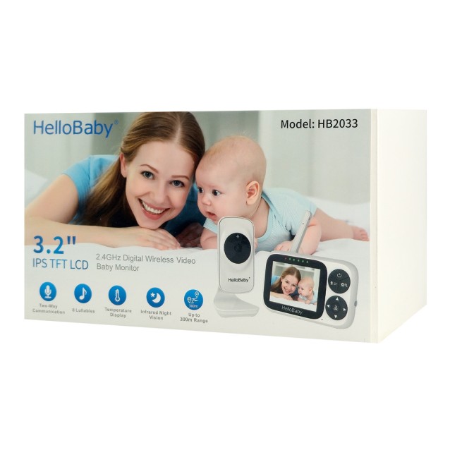 HELLOBABY ενδοεπικοινωνία μωρού HB2033 με κάμερα & οθόνη 3.2", 720p