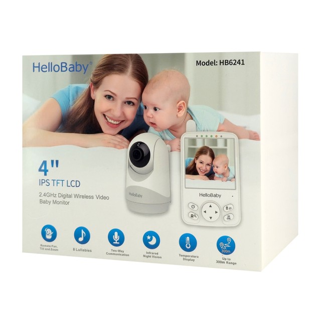 HELLOBABY ενδοεπικοινωνία μωρού HB6241 με κάμερα & οθόνη 4", 720p, PTZ