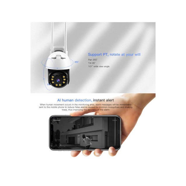 VSTARCAM smart IP κάμερα CS64, αδιάβροχη IP66, 3MP, WiFi, cloud/micro SD