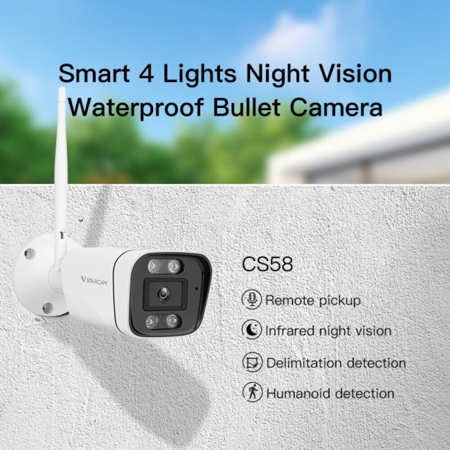 VSTARCAM smart IP κάμερα CS58, IP66, 3MP, WiFi, ανίχνευση καπνού
