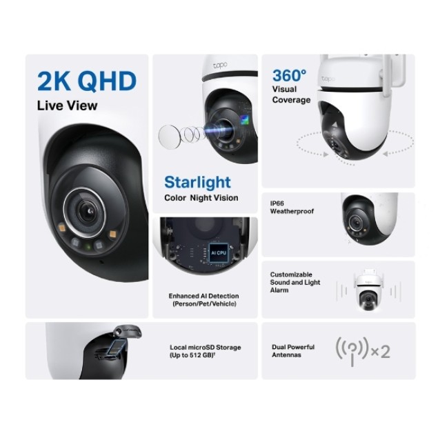 Tp-Link Tapo C520WS Outdoor Pan Tilt Security WiFi Camera