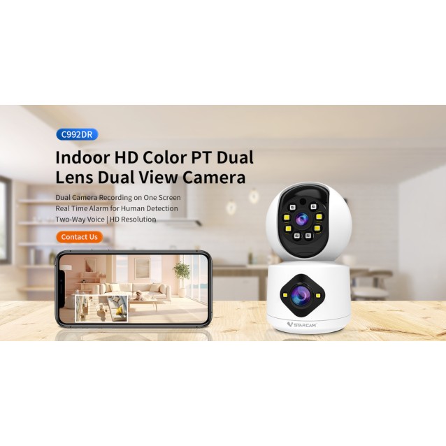 VSTARCAM smart κάμερα C992DR, 3MP, dual lens, Wi-Fi, PTZ, SD