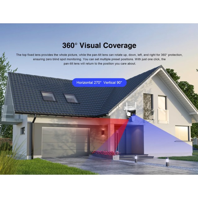 VSTARCAM smart ηλιακή κάμερα CB621DR, dual lens, 3MP, WiFi, SD, PTZ, IP66