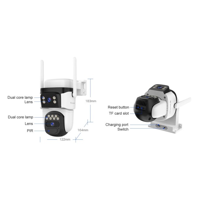 VSTARCAM smart ηλιακή κάμερα CB621DR, dual lens, 3MP, WiFi, SD, PTZ, IP66