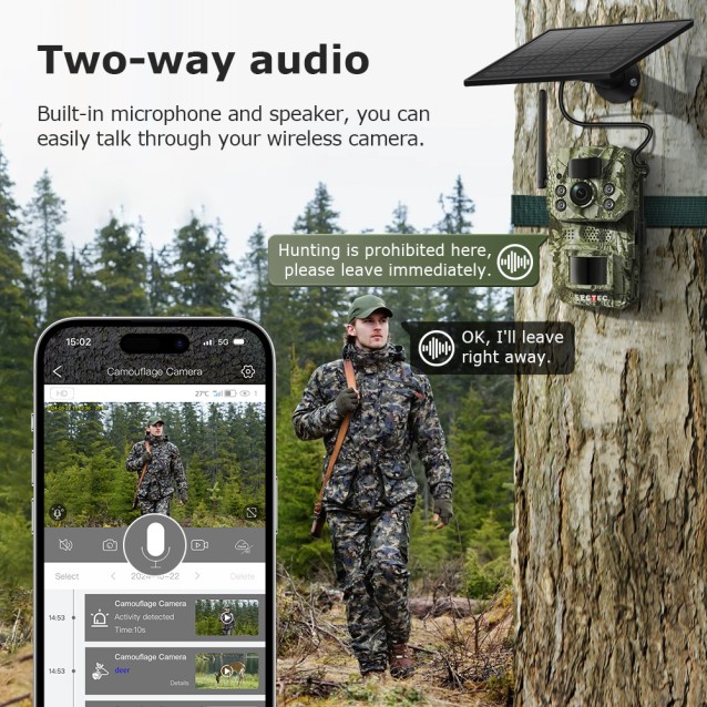 SECTEC smart ηλιακή κάμερα κυνηγού ST-HC809, 3MP, 4G, PIR, SD, IP66